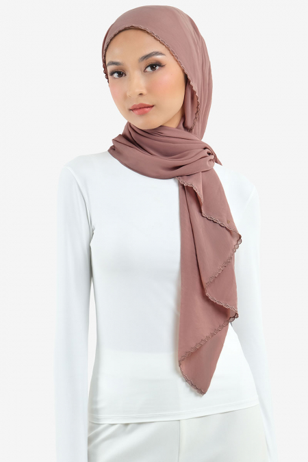 Aisyah Scallop Headscarf - Cedarwood