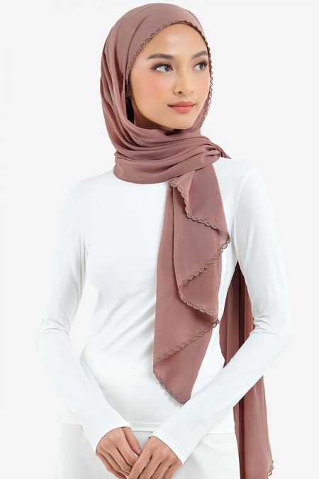 Aisyah Scallop Headscarf - Cedarwood