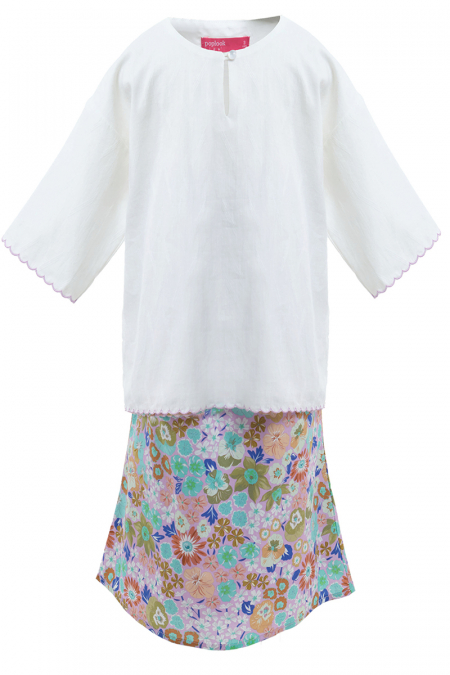 KIDS Asoka Set - White/Lilac Print