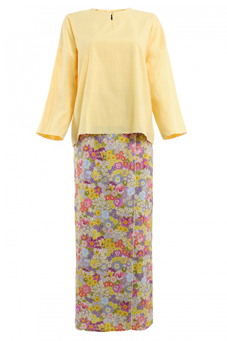 COTTON Asoka Blouse & Skirt - Butter/Olive Print