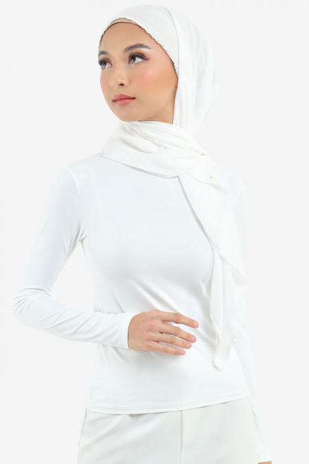 Aisyah Scallop Headscarf - Off White