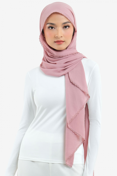 Aisyah Scallop Headscarf - Wild Rose