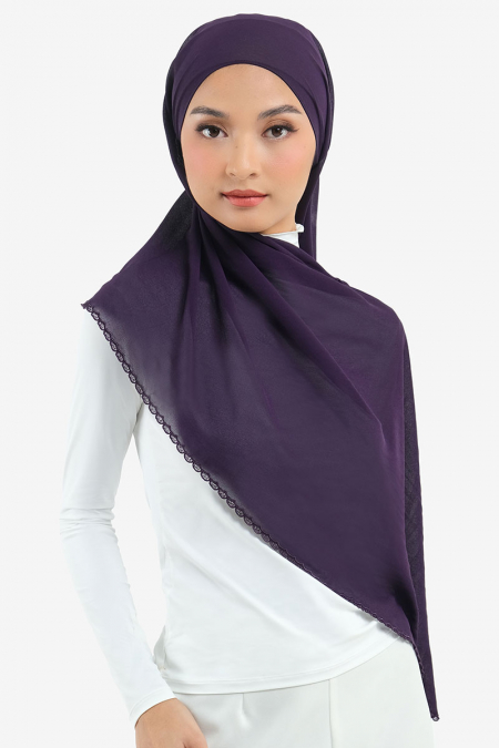 Aisyah Scallop Headscarf - Deep Purple