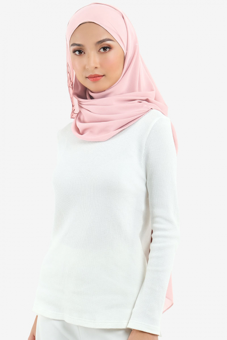 Fauziah Rectangle Chiffon Headscarf - Primrose Pink