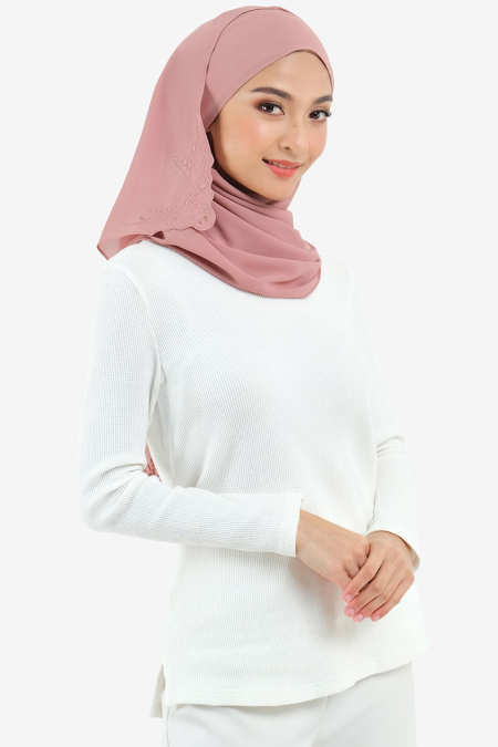 Fauziah Rectangle Chiffon Headscarf - Brown Rose