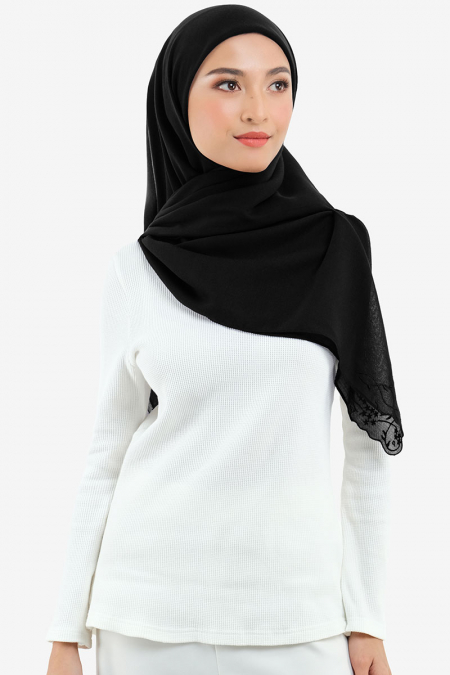 Dayana Square Voile Headscarf - Black