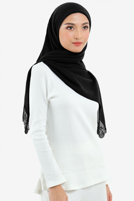 Dayana Square Voile Headscarf - Black
