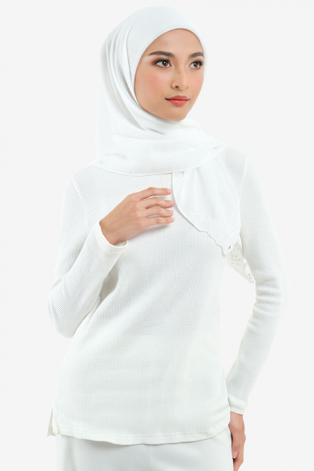 Dayana Square Voile Headscarf - Off White