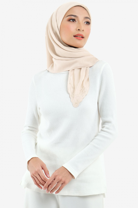 Dayana Square Voile Headscarf - Oat Milk