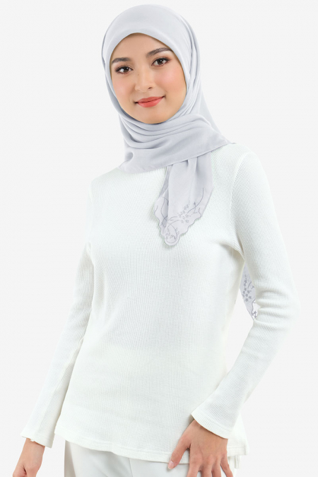 Dayana Square Voile Headscarf - Light Grey