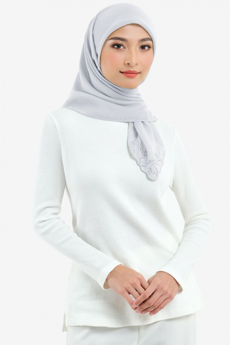 Dayana Square Voile Headscarf - Light Grey