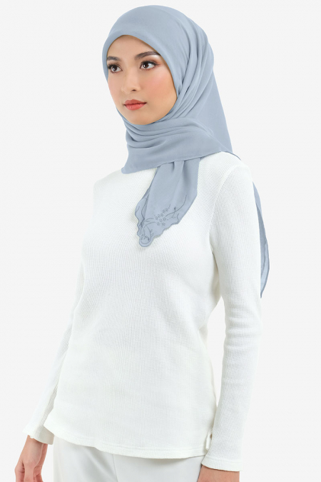 Dayana Square Voile Headscarf - Blue Fog