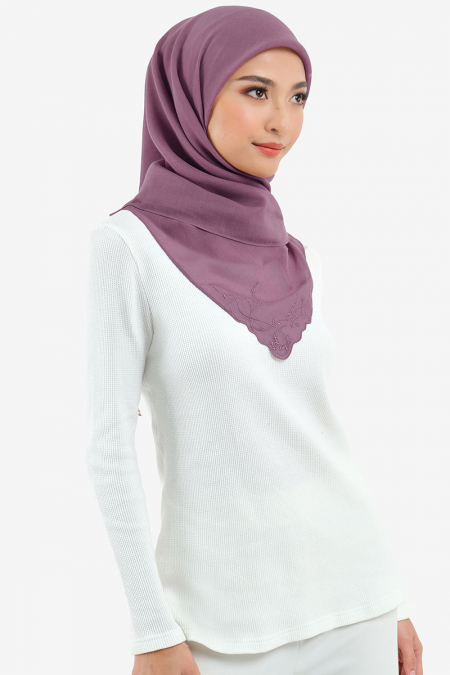 Dayana Square Voile Headscarf - Elder Berry