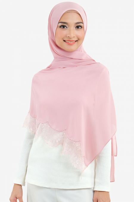 Farhana Lace Embroidered Headscarf - Dusty Pink