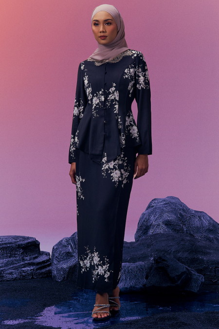 Safira Blouse & Skirt - Black Print