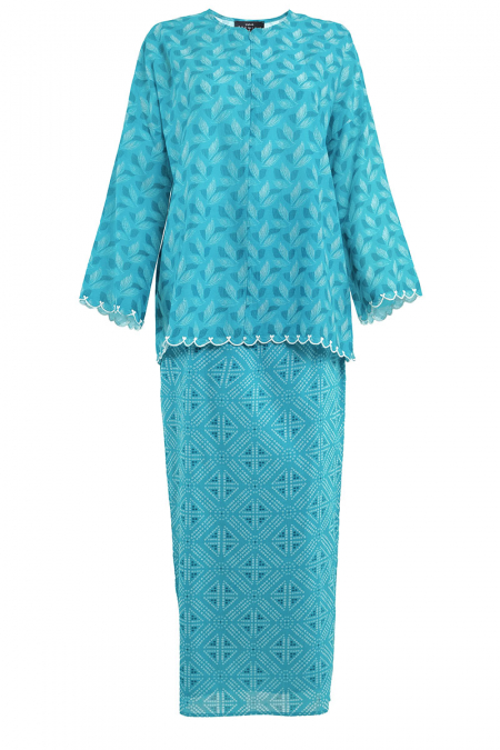 COTTON Damar Blouse & Skirt - Turquoise