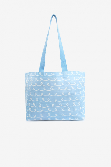Roomy Small Tote - Blue Squiggle