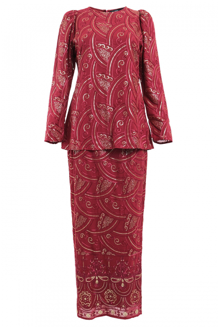 Mestika Blouse & Skirt - Maroon
