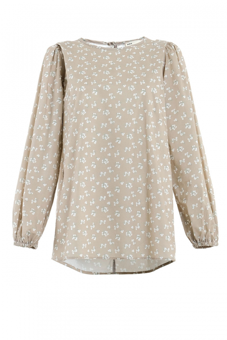 Linayah Flared Blouse - Taupe Floral