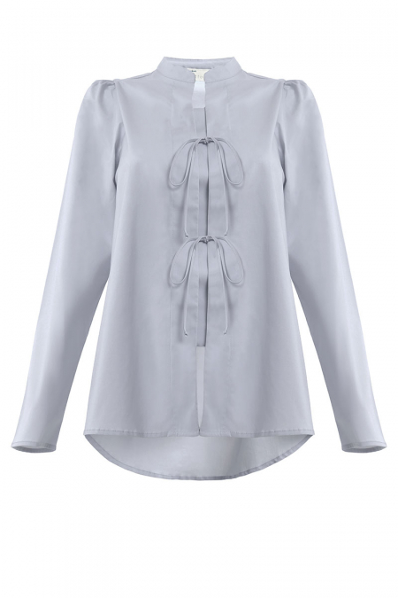 Melina Bow Blouse - Fossil Grey