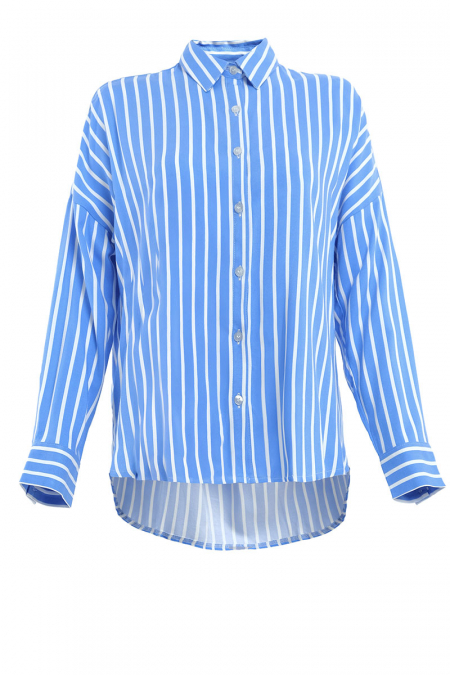 Lilyanne Front Button Shirt - Blue Stripes