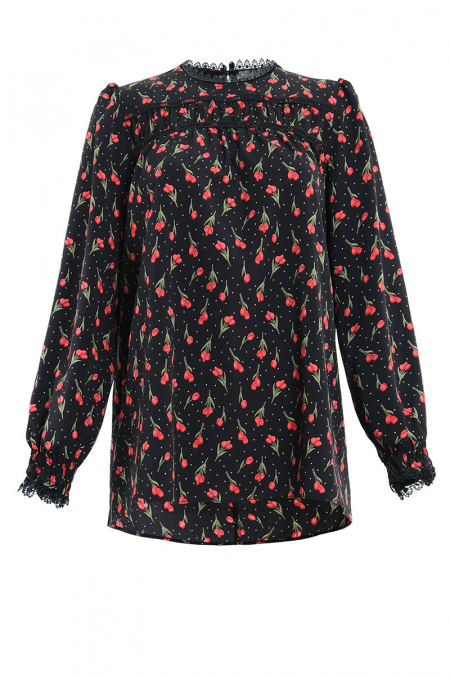 Daytona Flared Blouse - Black Tulip