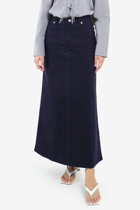 COTTON Reyyan A-line Denim Skirt 2.0 - Graphite Blue