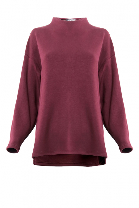 Denali High Neck Blouse - Deep Wine