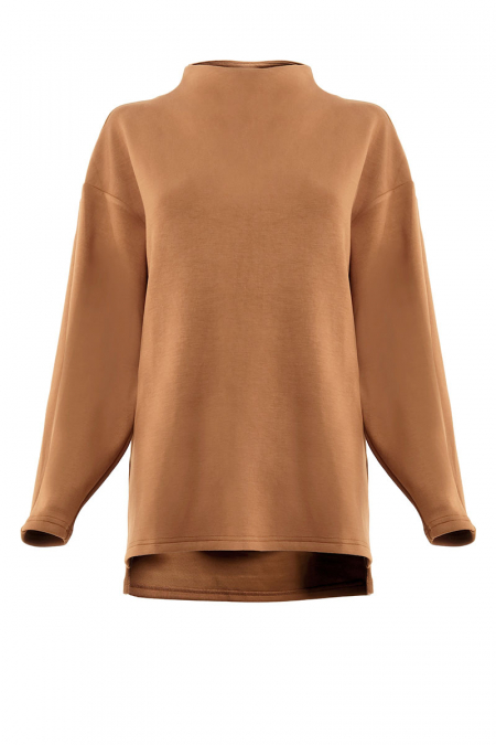 Denali High Neck Blouse - Coffee