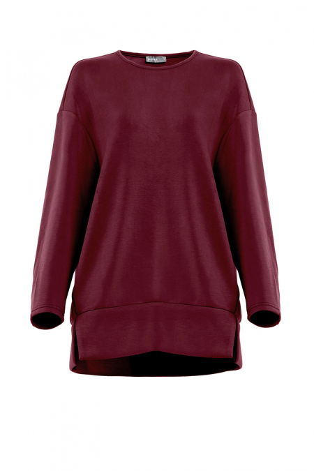 Christa Round Neck Blouse - Deep Wine