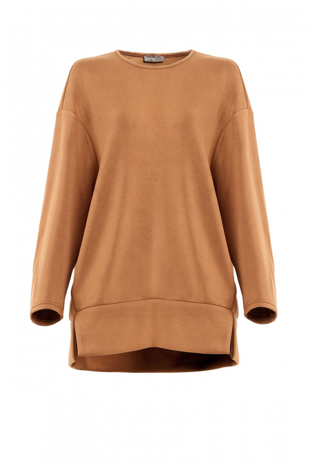 Christa Round Neck Blouse - Coffee