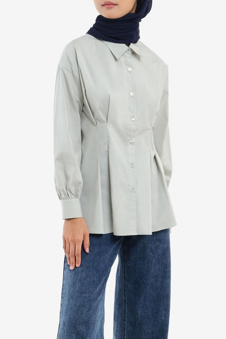 Verena Front Button Shirt - Grey Oak