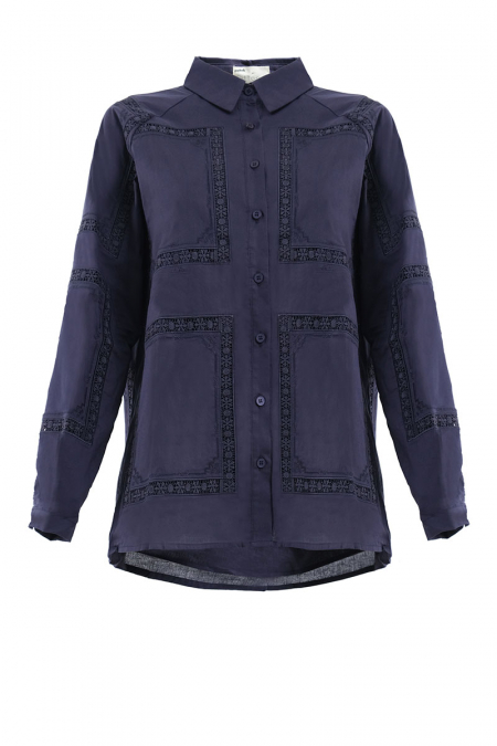 Zeriah Front Button Shirt - Eclipse