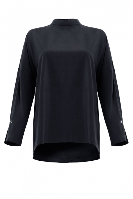 Yanina High Neck Blouse - Black