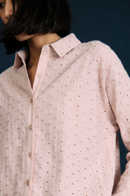 Chandan Drop Shoulder Shirt - Dusty Pink