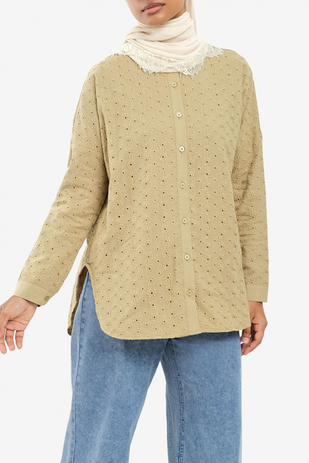 Chandan Drop Shoulder Shirt - Pale Olive