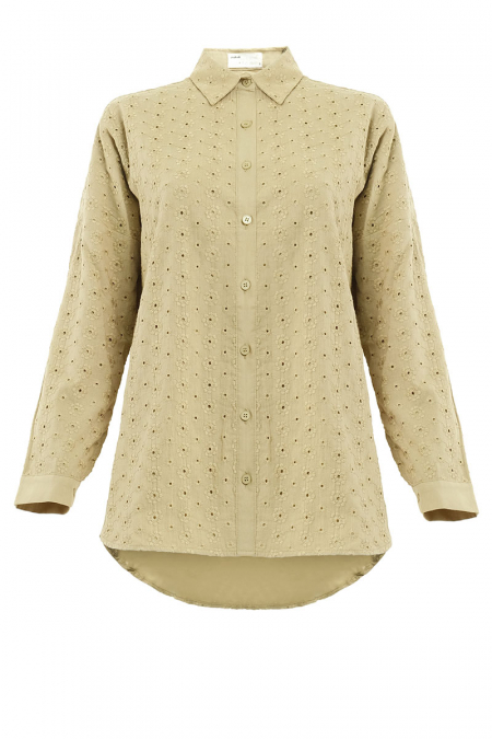 Chandan Drop Shoulder Shirt - Pale Olive