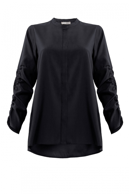 Xonish Front Button Blouse - Black