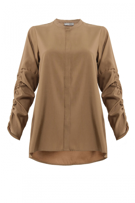 Xonish Front Button Blouse - Brown