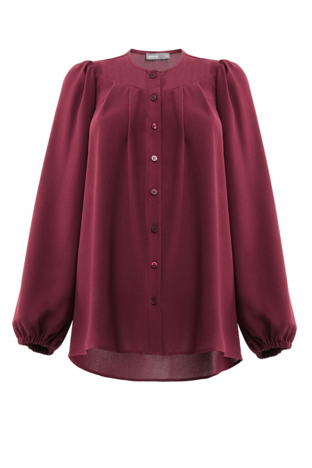 Waimi Puff Shoulder Blouse - Cordovan
