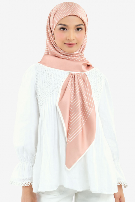 Bahija Satin Printed Square Headscarf - Praline