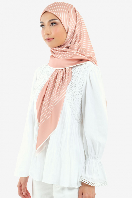Bahija Satin Printed Square Headscarf - Praline