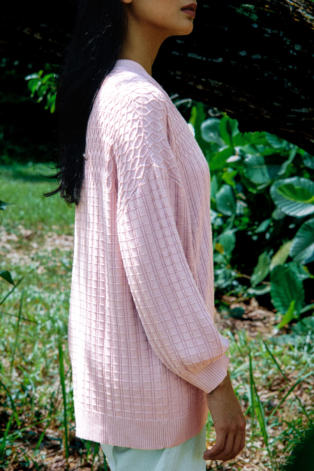 Shirina Knitted Drop Shoulder Cardigan - Dusty Pink