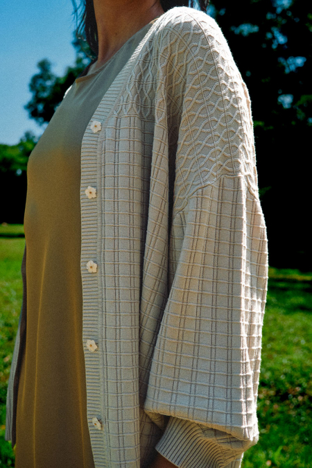 Shirina Knitted Drop Shoulder Cardigan - Oatmilk