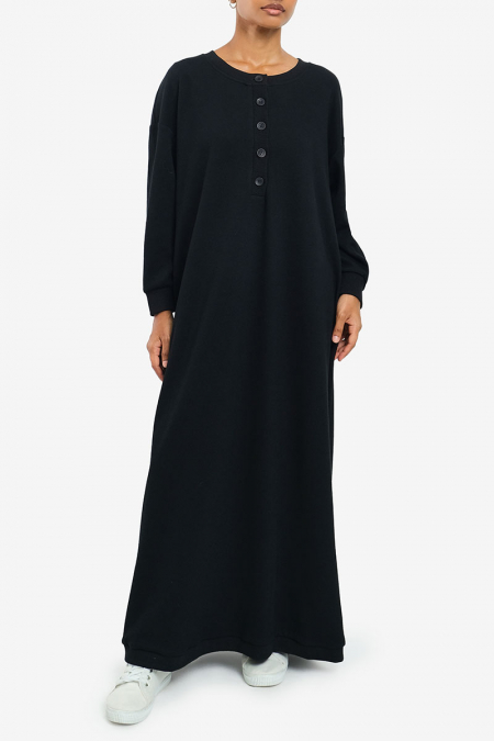 Jelayna Drop Shoulder Dress - Black