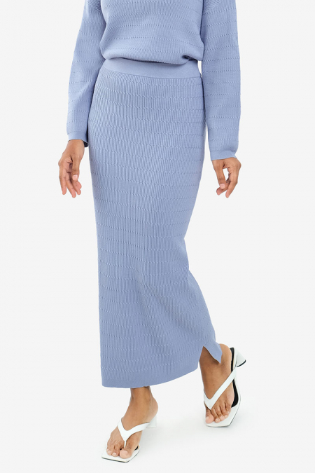 Udaya Knitted Pencil Skirt - Lake Blue