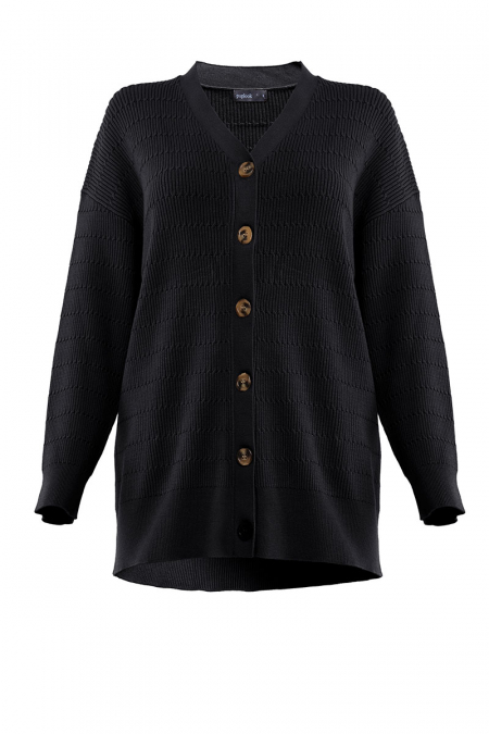 Vanya Knitted Front Button Cardigan - Black