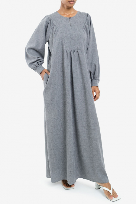 Xaniyah Gathered Panel Dress - Dark Heather Grey