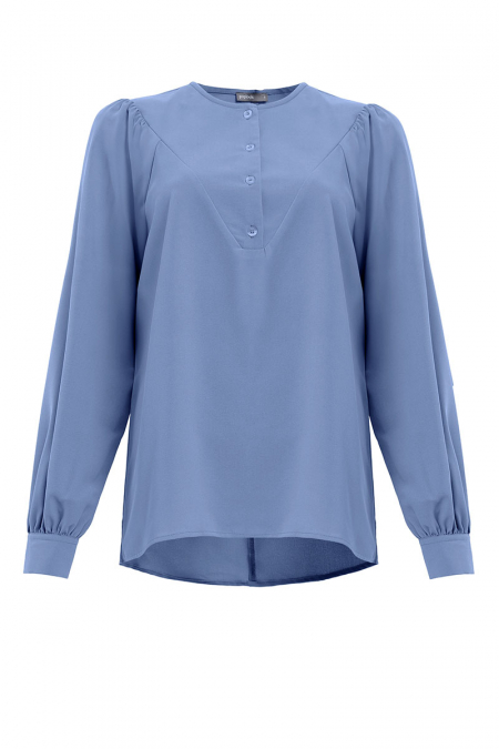 Cassianna Henley Blouse - Cloud Blue