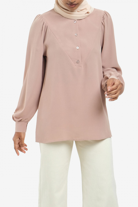 Cassianna Henley Blouse - Maple Sugar